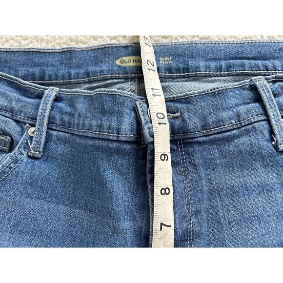 Old Navy Women's Curvy Straight Distressed Medium Wash Blue Jeans Size 14 - Picture 9 of 11